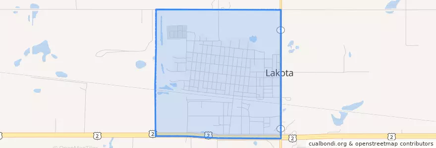 Mapa de ubicacion de Lakota.