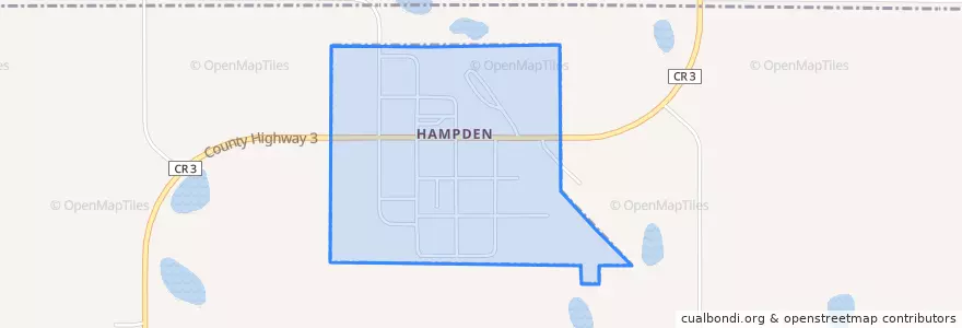Mapa de ubicacion de Hampden.