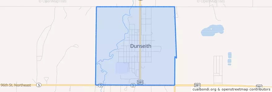 Mapa de ubicacion de Dunseith.