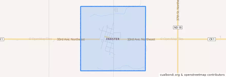 Mapa de ubicacion de Inkster.