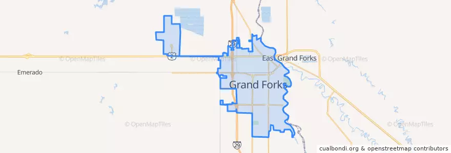 Mapa de ubicacion de Grand Forks.