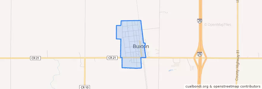 Mapa de ubicacion de Buxton.
