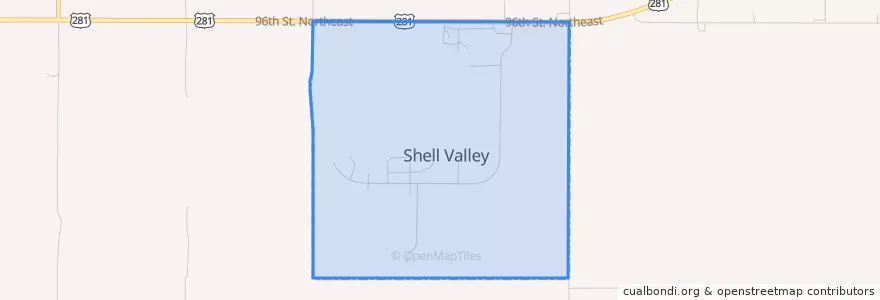 Mapa de ubicacion de Shell Valley.