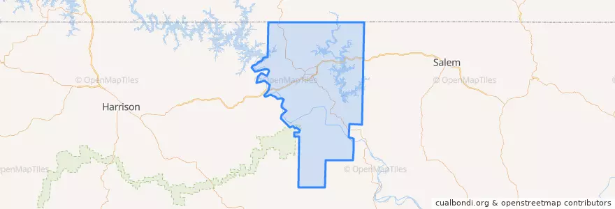 Mapa de ubicacion de Baxter County.