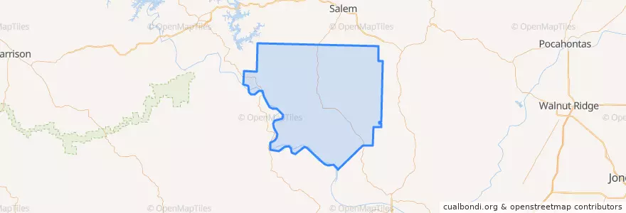 Mapa de ubicacion de Izard County.