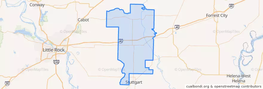 Mapa de ubicacion de Prairie County.