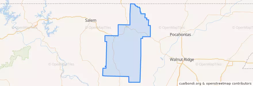 Mapa de ubicacion de Sharp County.