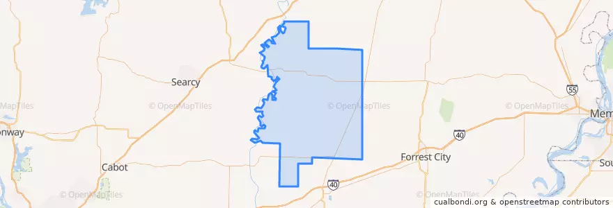 Mapa de ubicacion de Woodruff County.