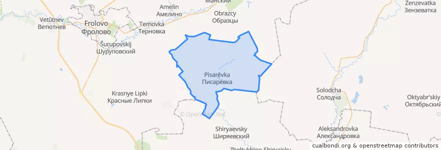 Mapa de ubicacion de Писарёвское сельское поселение.