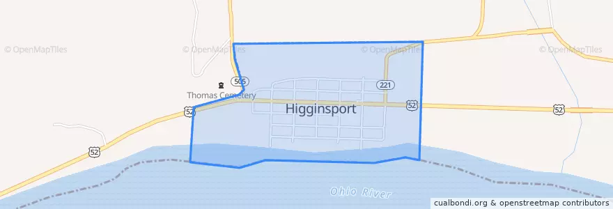 Mapa de ubicacion de Higginsport.