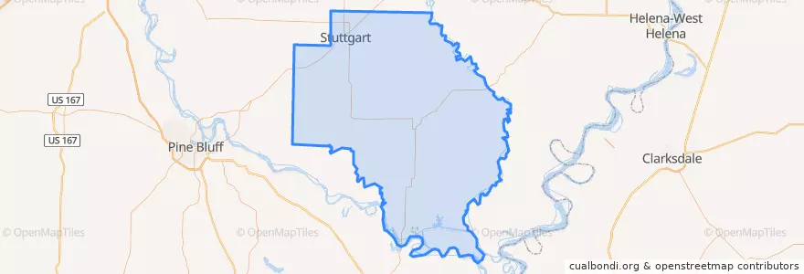 Mapa de ubicacion de Arkansas County.