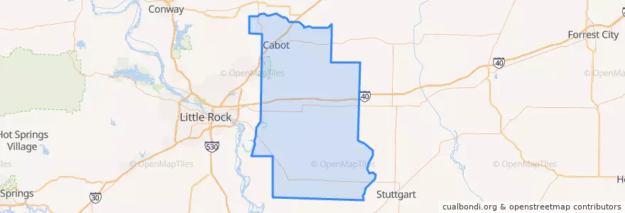 Mapa de ubicacion de Lonoke County.