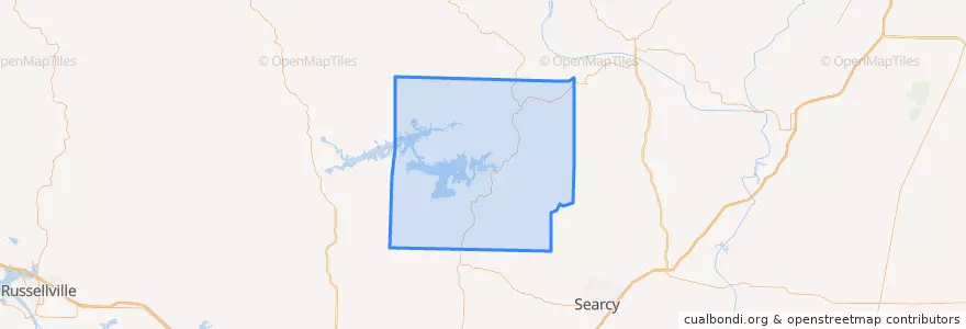 Mapa de ubicacion de Cleburne County.