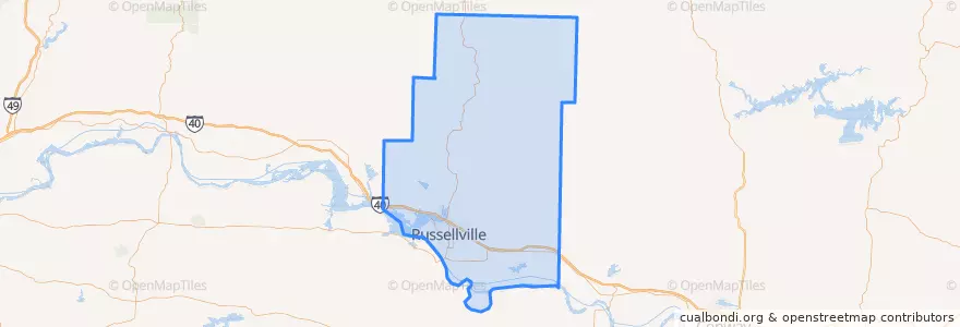 Mapa de ubicacion de Pope County.