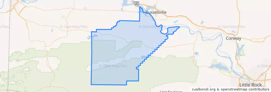 Mapa de ubicacion de Yell County.