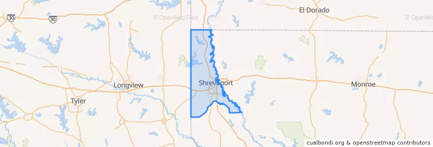 Mapa de ubicacion de Caddo Parish.