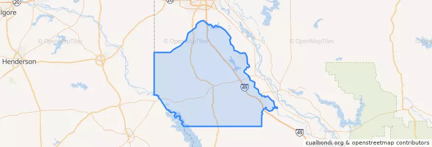 Mapa de ubicacion de De Soto Parish.