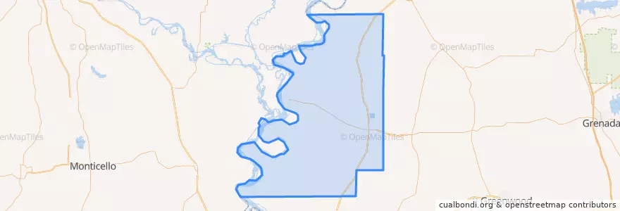 Mapa de ubicacion de Bolivar County.