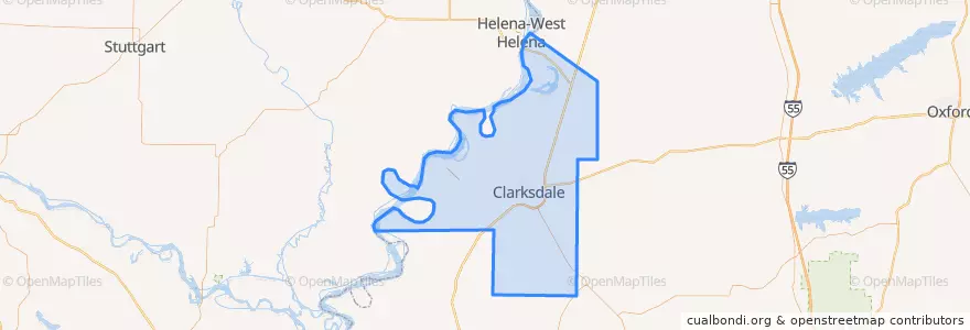 Mapa de ubicacion de Coahoma County.