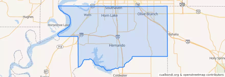 Mapa de ubicacion de DeSoto County.