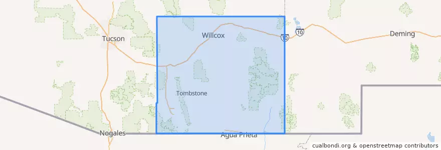 Mapa de ubicacion de Cochise County.