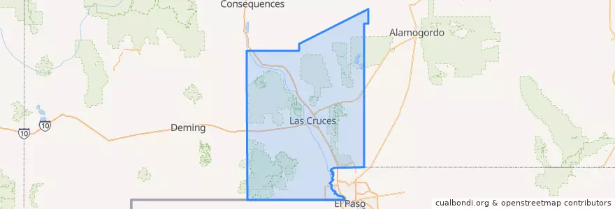 Mapa de ubicacion de Doña Ana County.