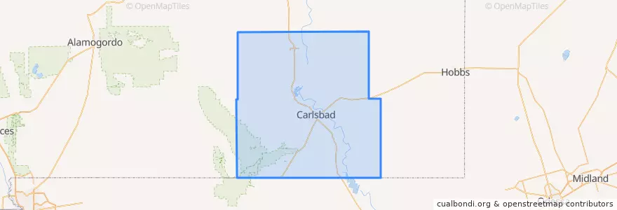 Mapa de ubicacion de Eddy County.