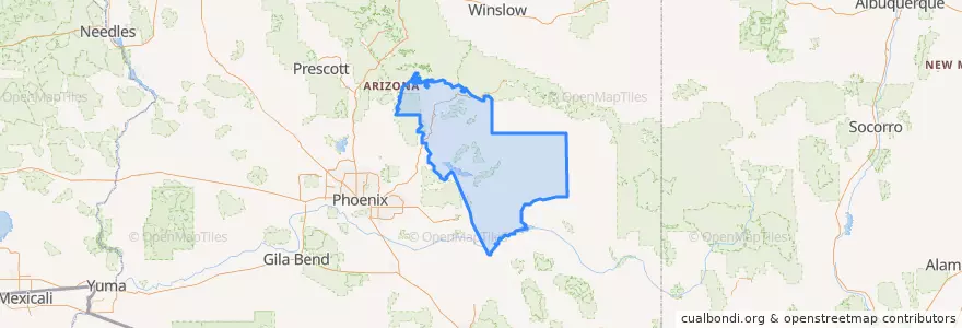 Mapa de ubicacion de Gila County.