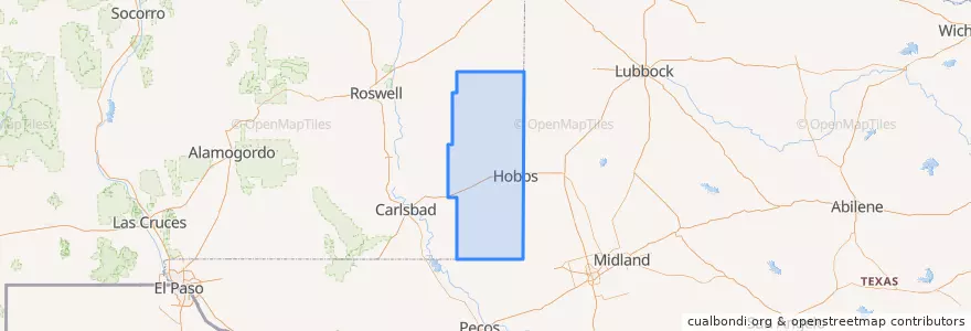 Mapa de ubicacion de Lea County.