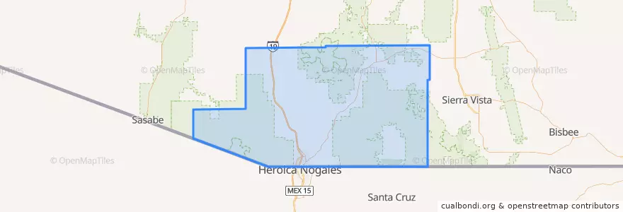 Mapa de ubicacion de Santa Cruz County.