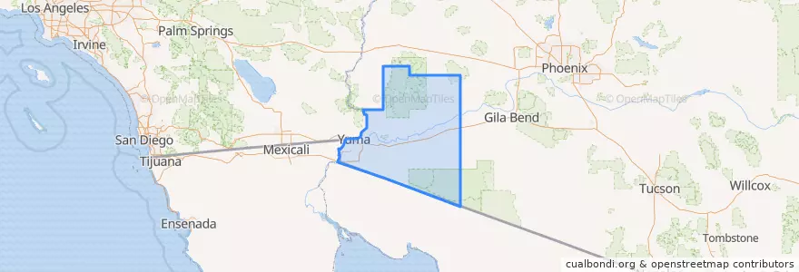 Mapa de ubicacion de Yuma County.