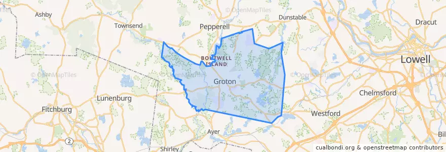 Mapa de ubicacion de Groton.