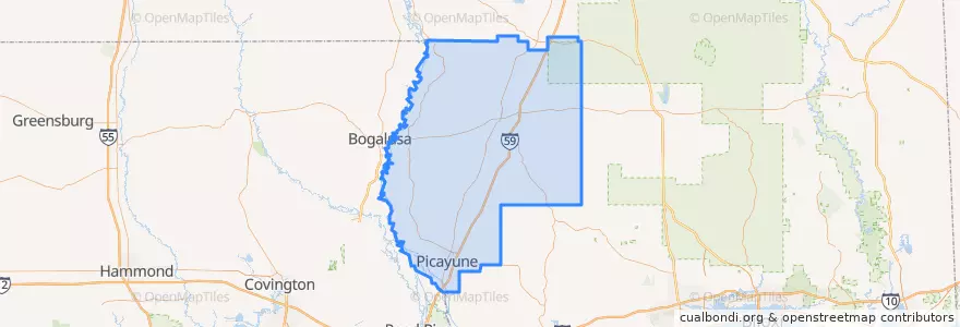 Mapa de ubicacion de Pearl River County.