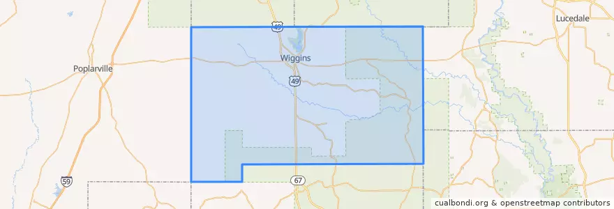 Mapa de ubicacion de Stone County.