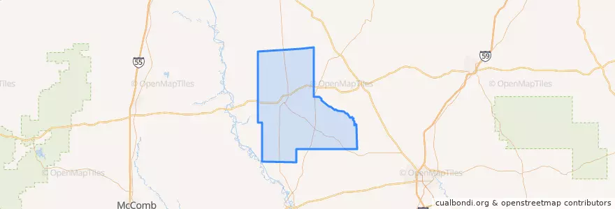 Mapa de ubicacion de Jefferson Davis County.