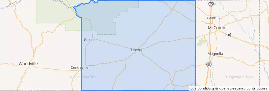 Mapa de ubicacion de Amite County.