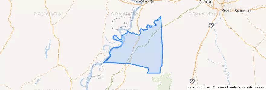 Mapa de ubicacion de Claiborne County.