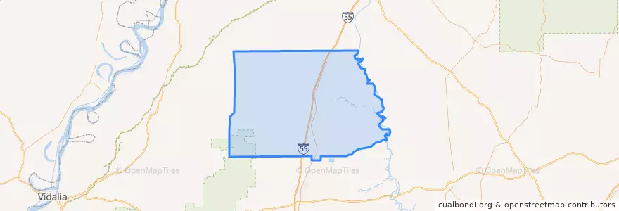 Mapa de ubicacion de Copiah County.