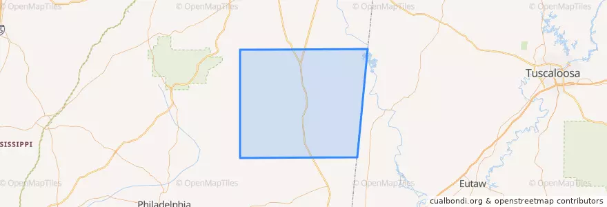 Mapa de ubicacion de Noxubee County.