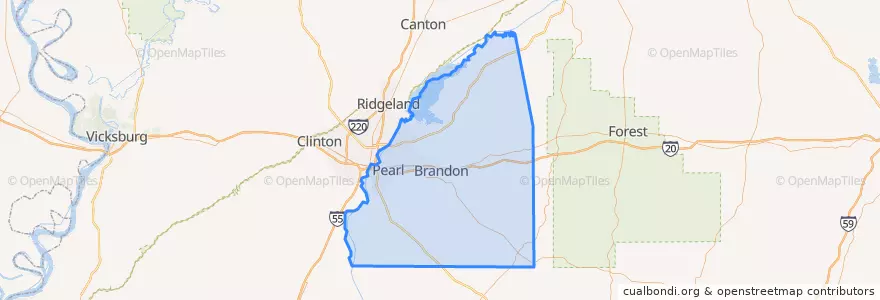 Mapa de ubicacion de Rankin County.