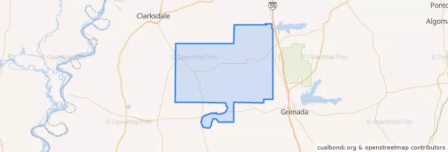 Mapa de ubicacion de Tallahatchie County.