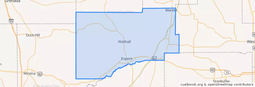 Mapa de ubicacion de Webster County.