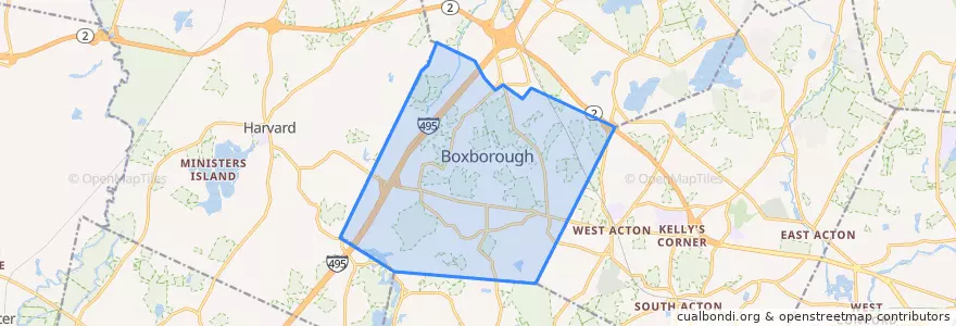 Mapa de ubicacion de Boxborough.