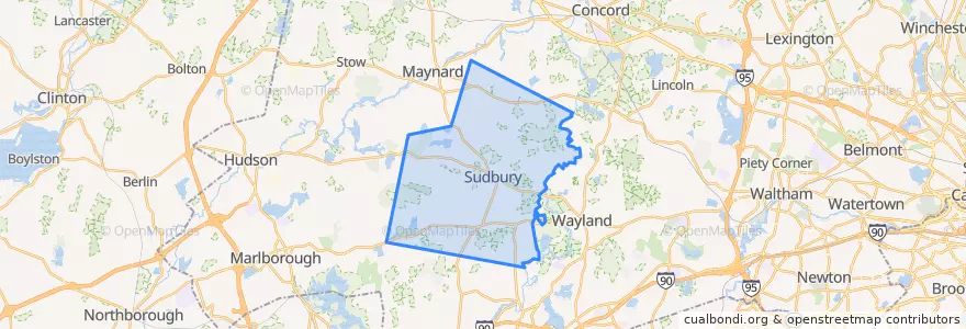 Mapa de ubicacion de Sudbury.