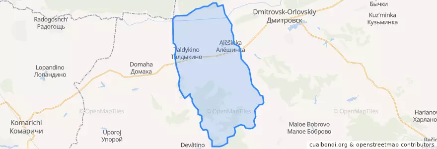 Mapa de ubicacion de Алёшинское сельское поселение.