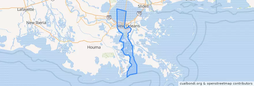 Mapa de ubicacion de Jefferson Parish.