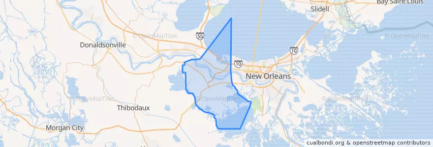 Mapa de ubicacion de St. Charles Parish.