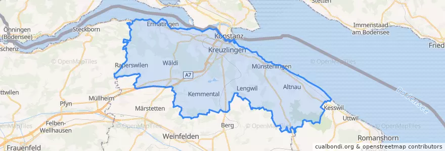 Mapa de ubicacion de Bezirk Kreuzlingen.