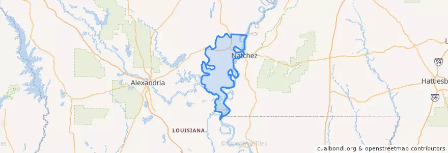 Mapa de ubicacion de Concordia Parish.