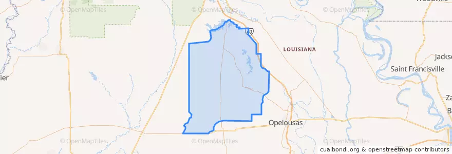 Mapa de ubicacion de Evangeline Parish.
